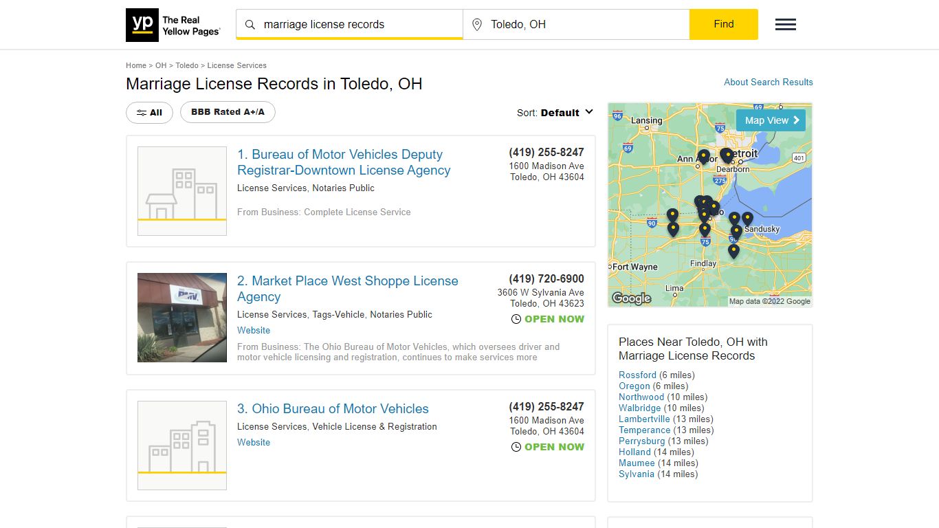 Marriage License Records in Toledo, OH - Yellow Pages