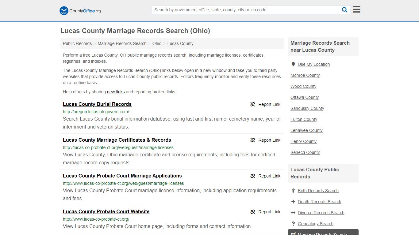 Marriage Records Search - Lucas County, OH (Marriage Licenses ...